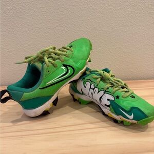 Nike Kid's Force Trout 9 Keystone Baseball Cleats green graffiti size 2Y